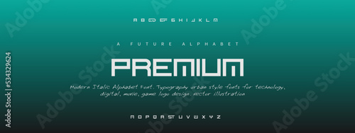 PREMIUM Sports minimal tech font letter set. Luxury vector typeface for company. Modern gaming fonts logo design.