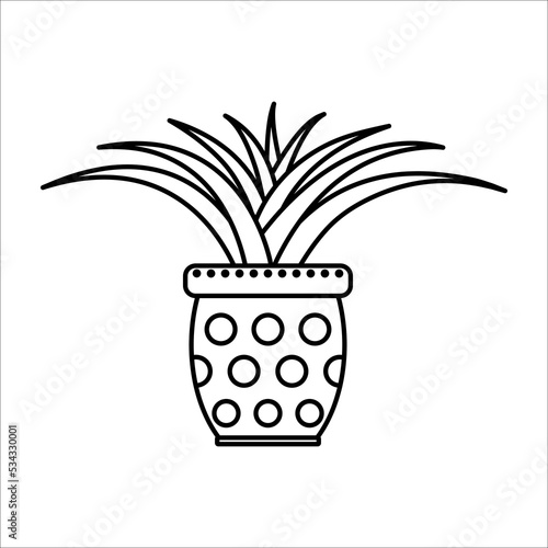 Linear vector aloe icon. Isolated outline picture of the houseplant