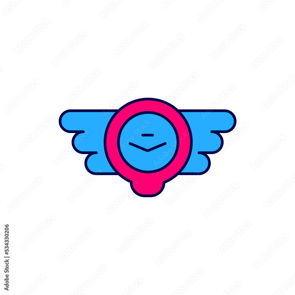 Filled outline Aviation emblem icon isolated on white background. Military and civil aviation icons. Flying emblem, eagle bird wing and winged frame. Vector Filled outline Aviation emblem icon isolated on white background. Military and civil aviation icons. Flying emblem, eagle bird wing and winged frame. Vector