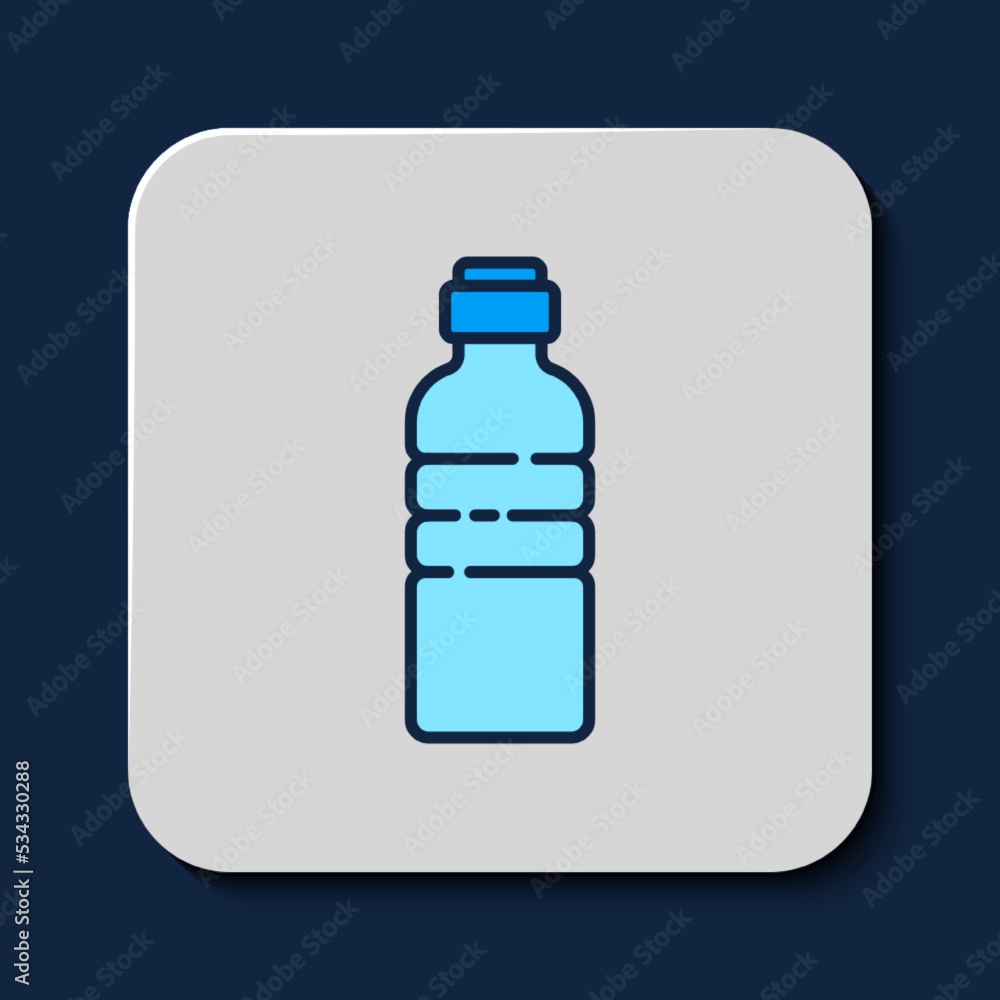 Filled outline Bottle of water icon isolated on blue background. Soda aqua drink sign. Vector Filled outline Bottle of water icon isolated on blue background. Soda aqua drink sign. Vector