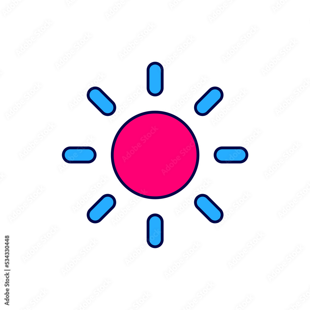 Filled outline Sun icon isolated on white background. Vector Filled outline Sun icon isolated on white background. Vector