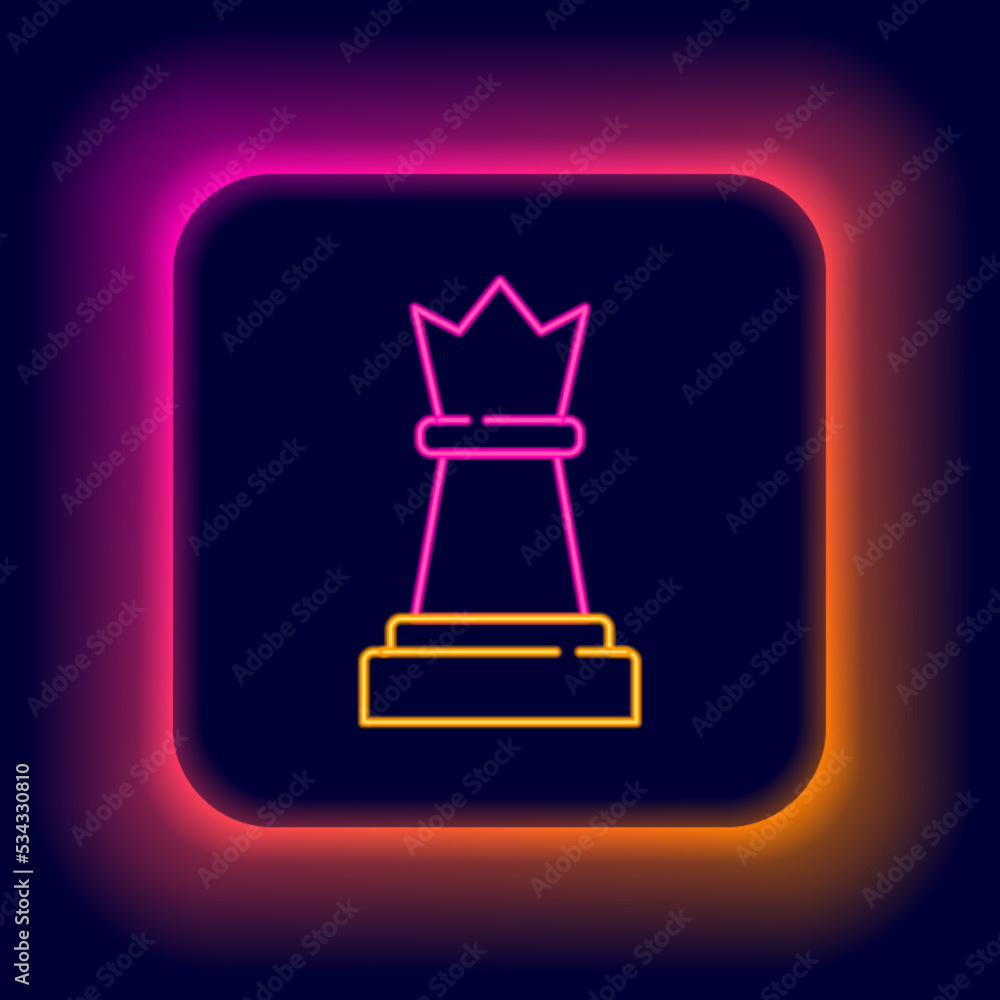 Glowing neon line Chess icon isolated on black background. Business strategy. Game, management, finance. Colorful outline concept. Vector Glowing neon line Chess icon isolated on black background. Business strategy. Game, management, finance. Colorful outline concept. Vector
