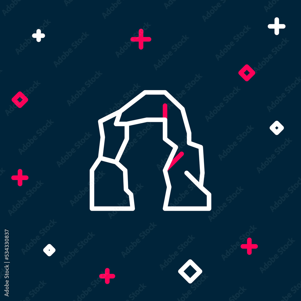 Line Grand canyon icon isolated on blue background. National park in Arizona United States. Colorful outline concept. Vector Line Grand canyon icon isolated on blue background. National park in Arizona United States. Colorful outline concept. Vector