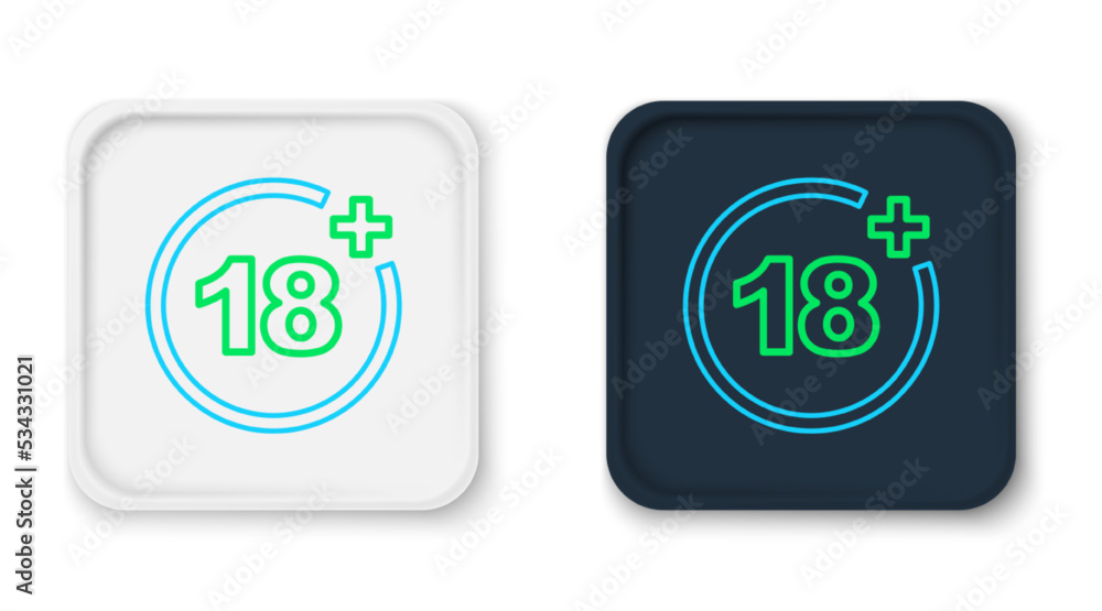 Line Plus 18 movie icon isolated on white background. Adult content. Under 18 years sign. Colorful outline concept. Vector Line Plus 18 movie icon isolated on white background. Adult content. Under 18 years sign. Colorful outline concept. Vector