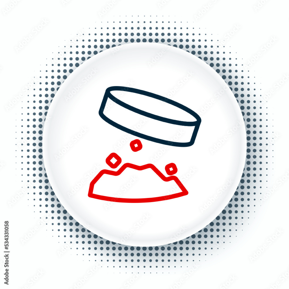 Line Giant magnet holding iron dust icon isolated on white background. Colorful outline concept. Vector Line Giant magnet holding iron dust icon isolated on white background. Colorful outline concept. Vector