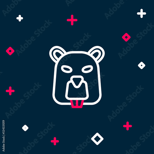 Line Beaver animal icon isolated on blue background. Colorful outline concept. Vector © Kostiantyn