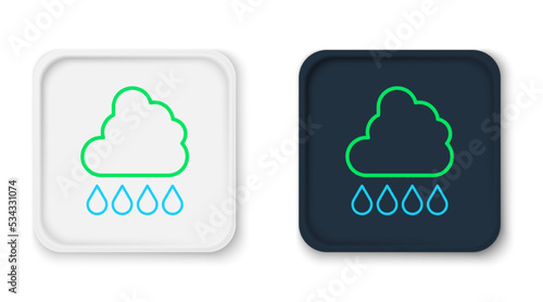 Line Cloud with rain icon isolated on white background. Rain cloud precipitation with rain drops. Colorful outline concept. Vector
