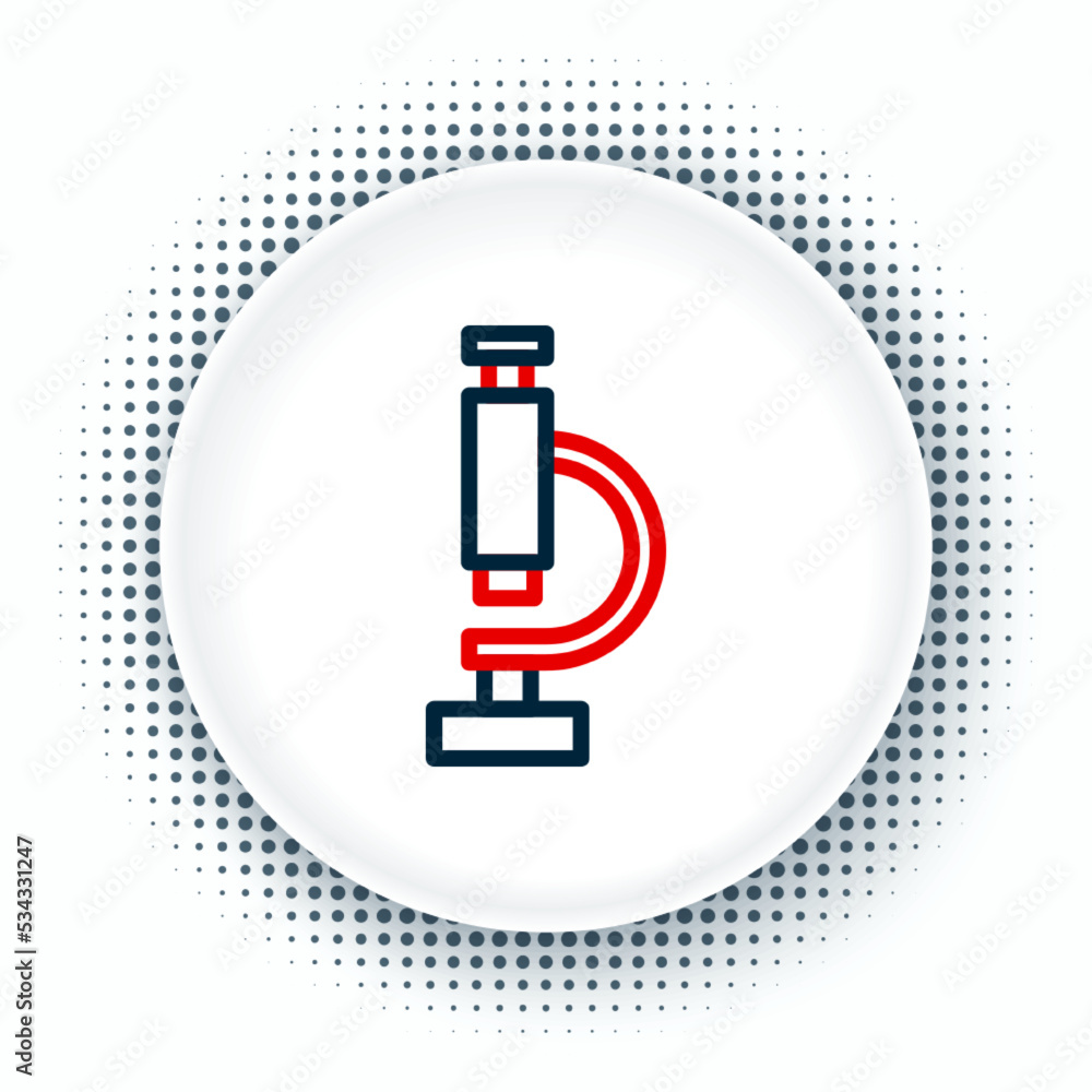 Line Microscope icon isolated on white background. Chemistry, pharmaceutical instrument, microbiology magnifying tool. Colorful outline concept. Vector Line Microscope icon isolated on white background. Chemistry, pharmaceutical instrument, microbiology magnifying tool. Colorful outline concept. Vector