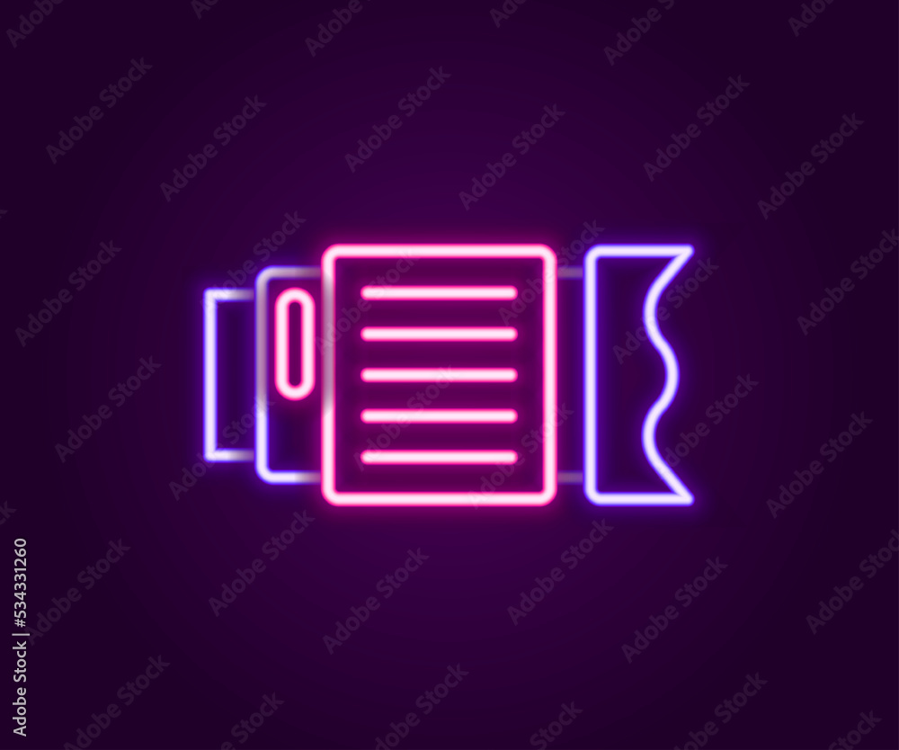 Glowing neon line Camera photo lens icon isolated on black background. Colorful outline concept. Vector Glowing neon line Camera photo lens icon isolated on black background. Colorful outline concept. Vector