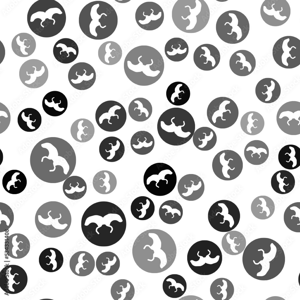 Black Mustache icon isolated seamless pattern on white background. Barbershop symbol. Facial hair style. Vector Black Mustache icon isolated seamless pattern on white background. Barbershop symbol. Facial hair style. Vector
