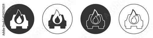 Obraz na płótnie Black Burning car icon isolated on white background