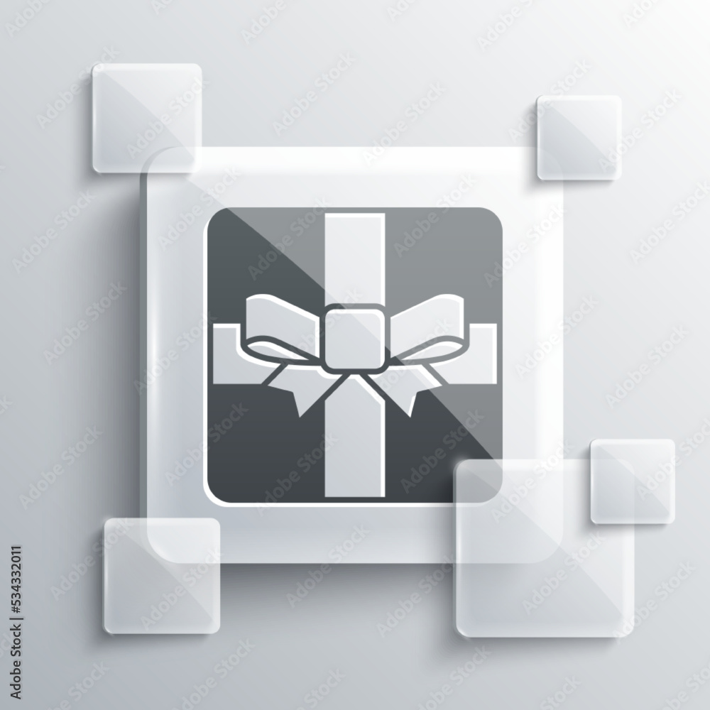 Grey Gift box icon isolated on grey background. Valentines day. Square glass panels. Vector Grey Gift box icon isolated on grey background. Valentines day. Square glass panels. Vector