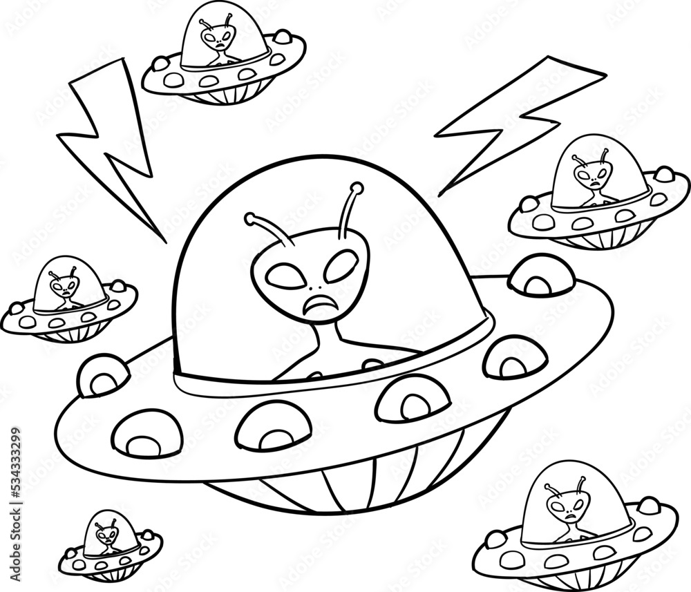 cute character cartoon line art ufo troop cute character cartoon line art ufo troop