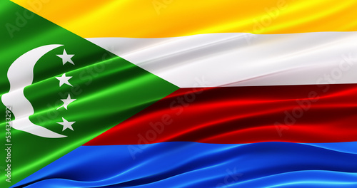 Free Download 3D waving flag of comoros, Official flag of comoro islands. 3D render - GFXLoad