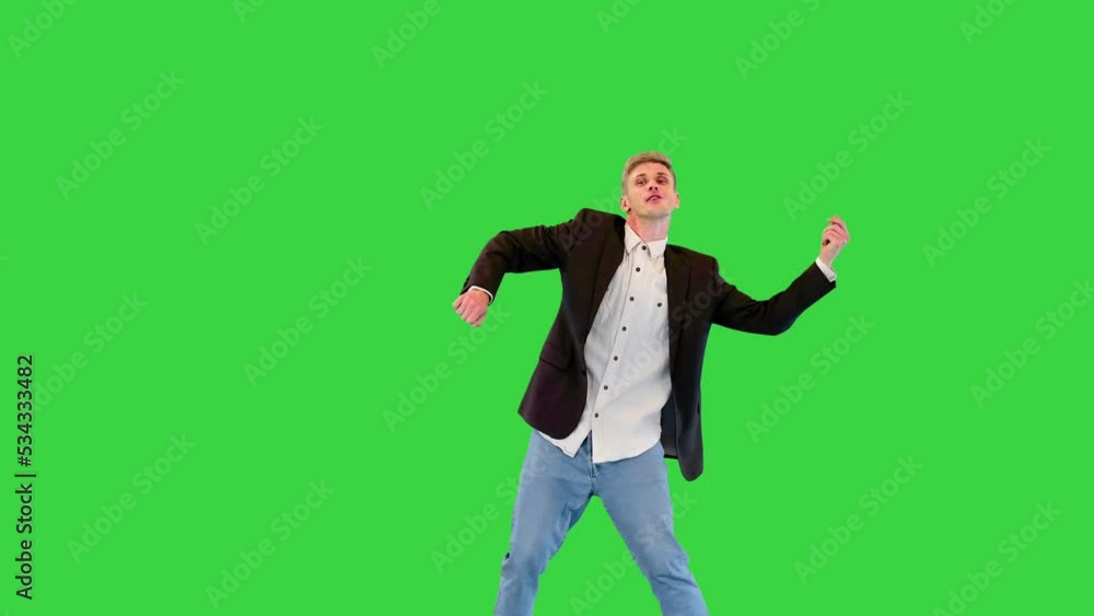 Casual businessman of office worker dancing hip-hop on a Green Screen, Chroma Key. Casual businessman of office worker dancing hip-hop on a Green Screen, Chroma Key.