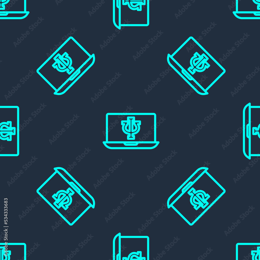 Green line Online psychological counseling distance icon isolated seamless pattern on blue background. Psychotherapy, psychological help, psychiatrist online consulting. Vector Green line Online psychological counseling distance icon isolated seamless pattern on blue background. Psychotherapy, psychological help, psychiatrist online consulting. Vector