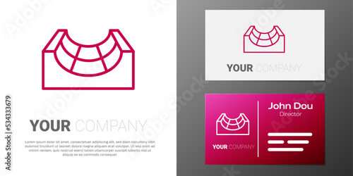 Logotype line Skate park icon isolated on white background. Set of ramp, roller, stairs for a skatepark. Extreme sport. Logo design template element. Vector