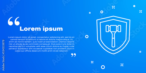 White line Auction hammer icon isolated on blue background. Gavel - hammer of judge or auctioneer. Bidding process, deal done. Auction bidding. Vector