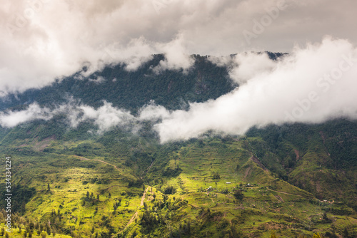 Steep paths, humidity and rainforest between villages, while trekking in the Baliem Valley, West Papua, Indonesia