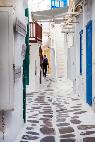 White narrow streets of Mykonos