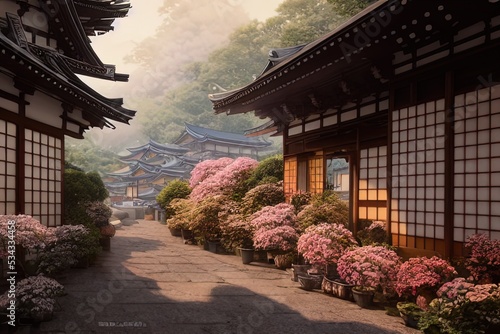 Traditional Japanese house with blossoms © ZenArt