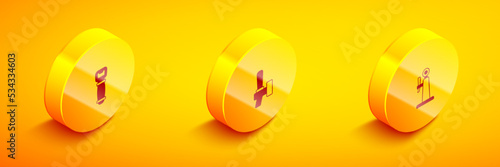 Set Isometric Bottle opener, Beer tap and icon. Vector