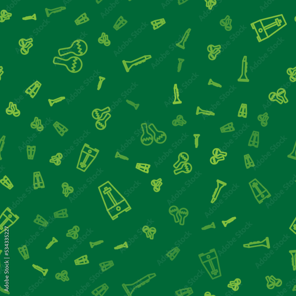 Set line Maracas, Metronome with pendulum and Clarinet on seamless pattern. Vector Set line Maracas, Metronome with pendulum and Clarinet on seamless pattern. Vector