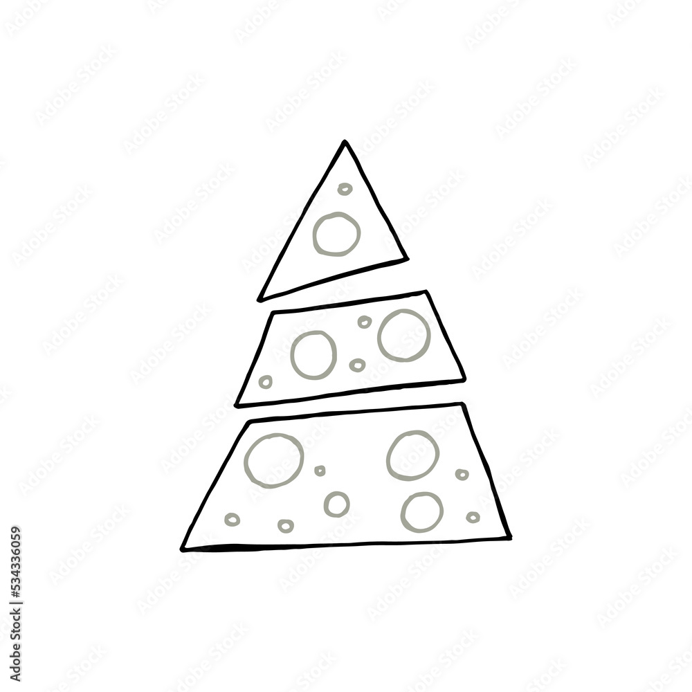 A hand-drawn christmas tree. Vector illustration in doodle style. Winter mood. Hello 2023. Merry Christmas and Happy New Year. Black and gray element on a white background. A hand-drawn christmas tree. Vector illustration in doodle style. Winter mood. Hello 2023. Merry Christmas and Happy New Year. Black and gray element on a white background.
