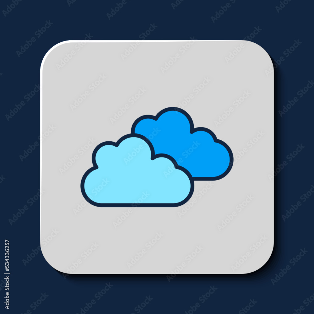 Filled outline Cloud icon isolated on blue background. Vector Filled outline Cloud icon isolated on blue background. Vector