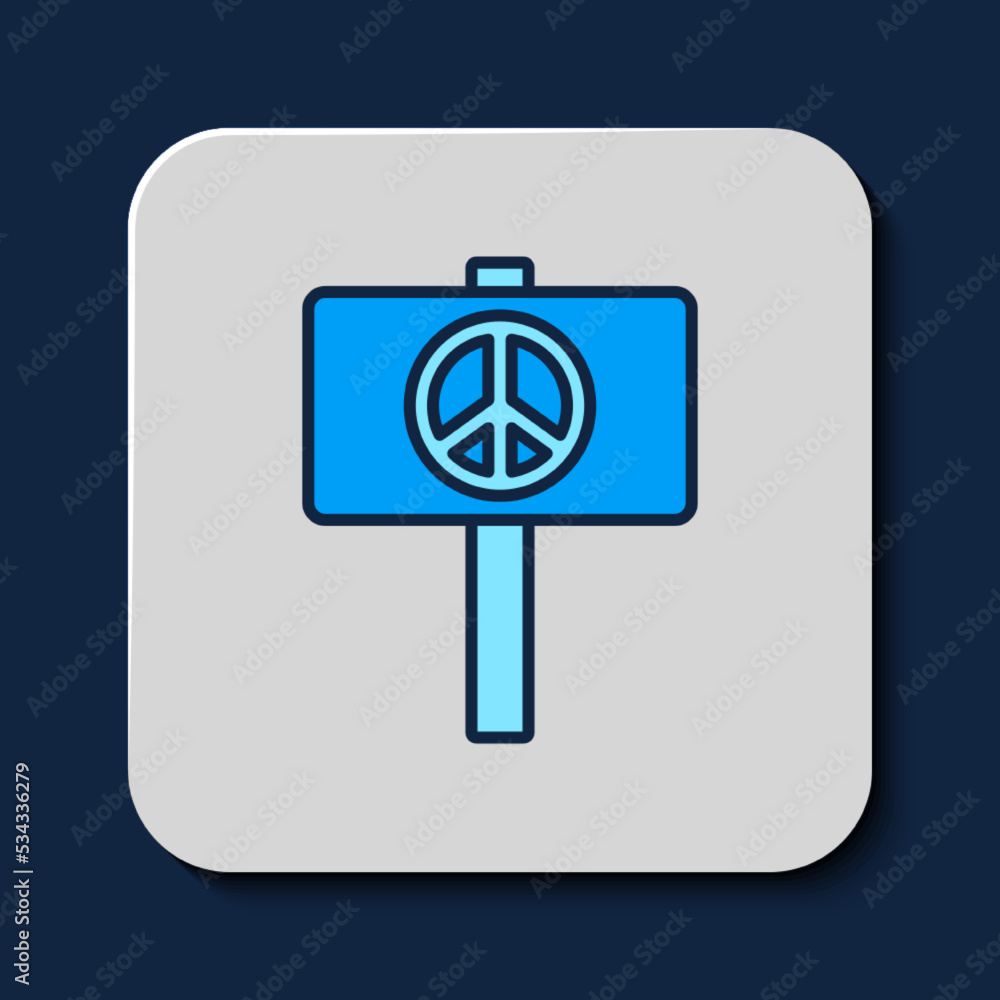 Filled outline Peace icon isolated on blue background. Hippie symbol of peace. Vector Filled outline Peace icon isolated on blue background. Hippie symbol of peace. Vector
