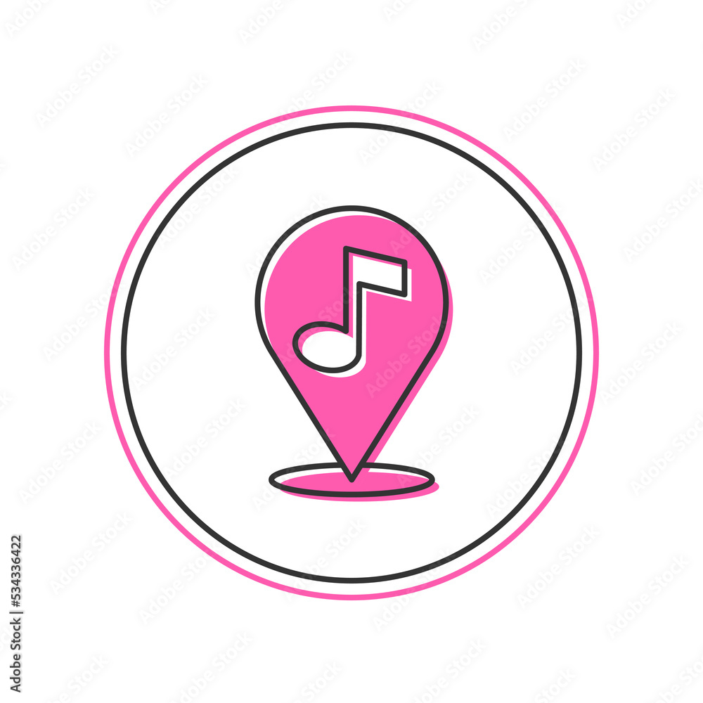 Filled outline Location musical note icon isolated on white background. Music and sound concept. Vector Filled outline Location musical note icon isolated on white background. Music and sound concept. Vector