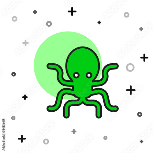 Filled outline Octopus icon isolated on white background. Vector