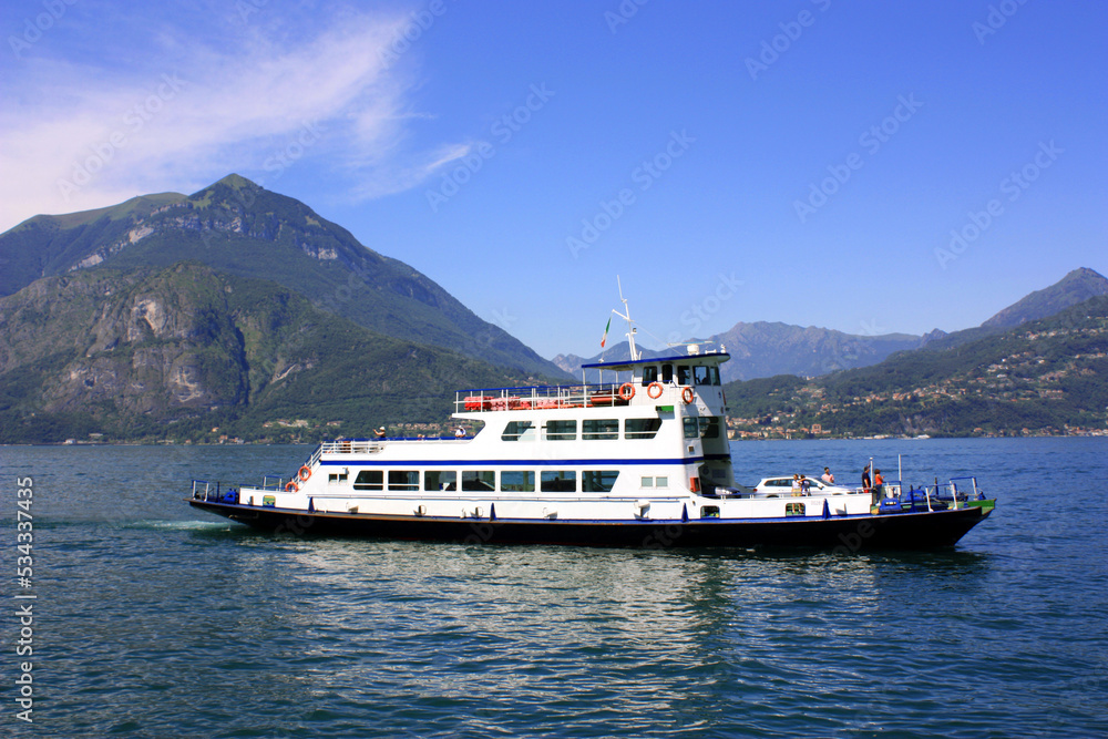 Ferry on Lake Como. Route between Varenna and Bellagio Ferry on Lake Como. Route between Varenna and Bellagio