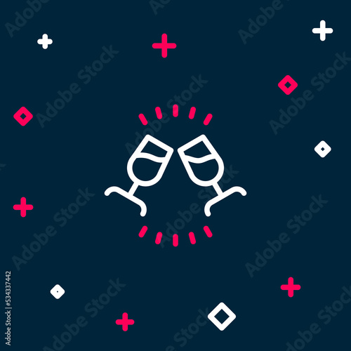 Line Wine tasting, degustation icon isolated on blue background. Sommelier. Smells of wine. Colorful outline concept. Vector