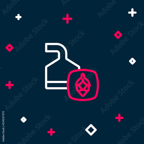 Line Traditional brewing vessels in brewery icon isolated on blue background. Beer brewing process. Distillery plant, brewery. Colorful outline concept. Vector