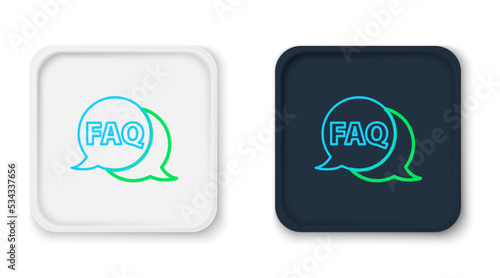 Line Speech bubble with text FAQ information icon isolated on white background. Circle button with text FAQ. Colorful outline concept. Vector