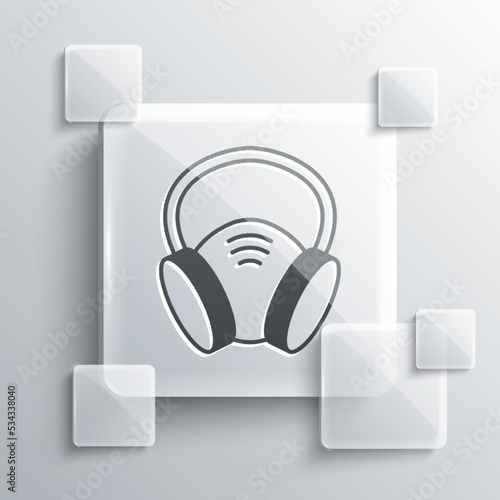 Grey Gas mask icon isolated on grey background. Respirator sign. Square glass panels. Vector