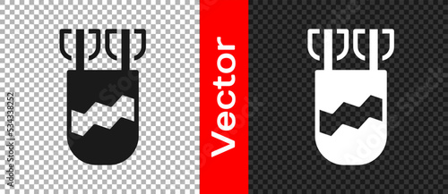 Black Quiver with arrows icon isolated on transparent background. Vector