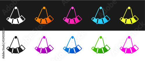 Set Hunting horn icon isolated on black and white background. Vector