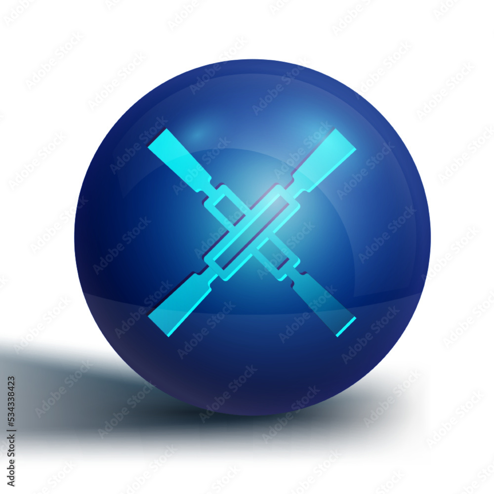 Blue Oars or paddles boat icon isolated on white background. Blue circle button. Vector Blue Oars or paddles boat icon isolated on white background. Blue circle button. Vector