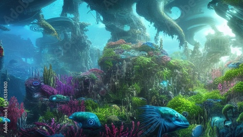 underwater world on an exoplanet | Ai Generated