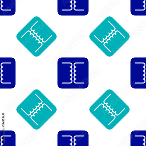 Blue Electrical transformer icon isolated seamless pattern on white background. Vector