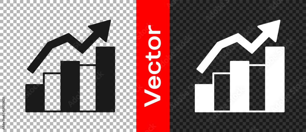 Black Financial growth increase icon isolated on transparent background. Increasing revenue. Vector Black Financial growth increase icon isolated on transparent background. Increasing revenue. Vector