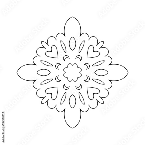 Outline of snowflake in black and white