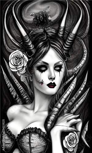 Portrait beautiful girl demon