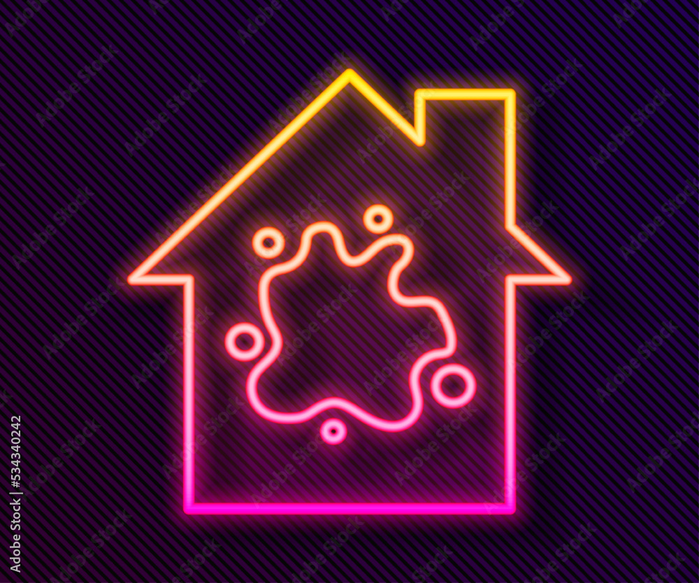Glowing neon line Painting the house icon isolated on black background. Vector Glowing neon line Painting the house icon isolated on black background. Vector