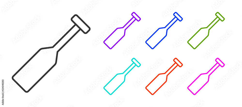 Black line Paddle icon isolated on white background. Paddle boat oars. Set icons colorful. Vector Black line Paddle icon isolated on white background. Paddle boat oars. Set icons colorful. Vector