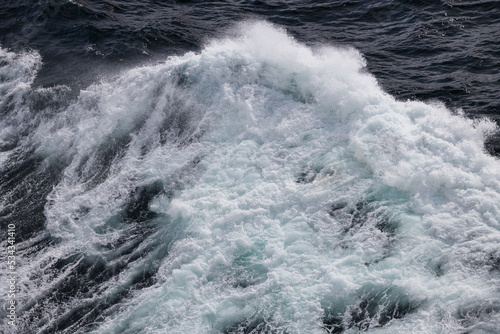 Waves in the ocean from a ship   © Martina