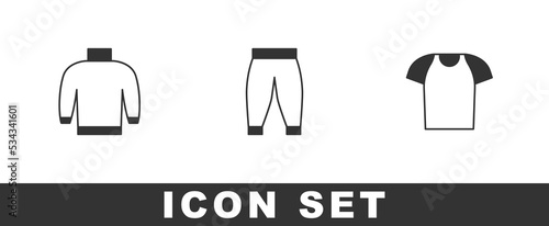 Set Sweater  Pants and T-shirt icon. Vector