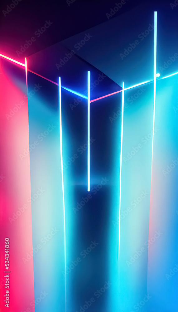 Trendy background in bright pink colors. 3d illustration of a neon